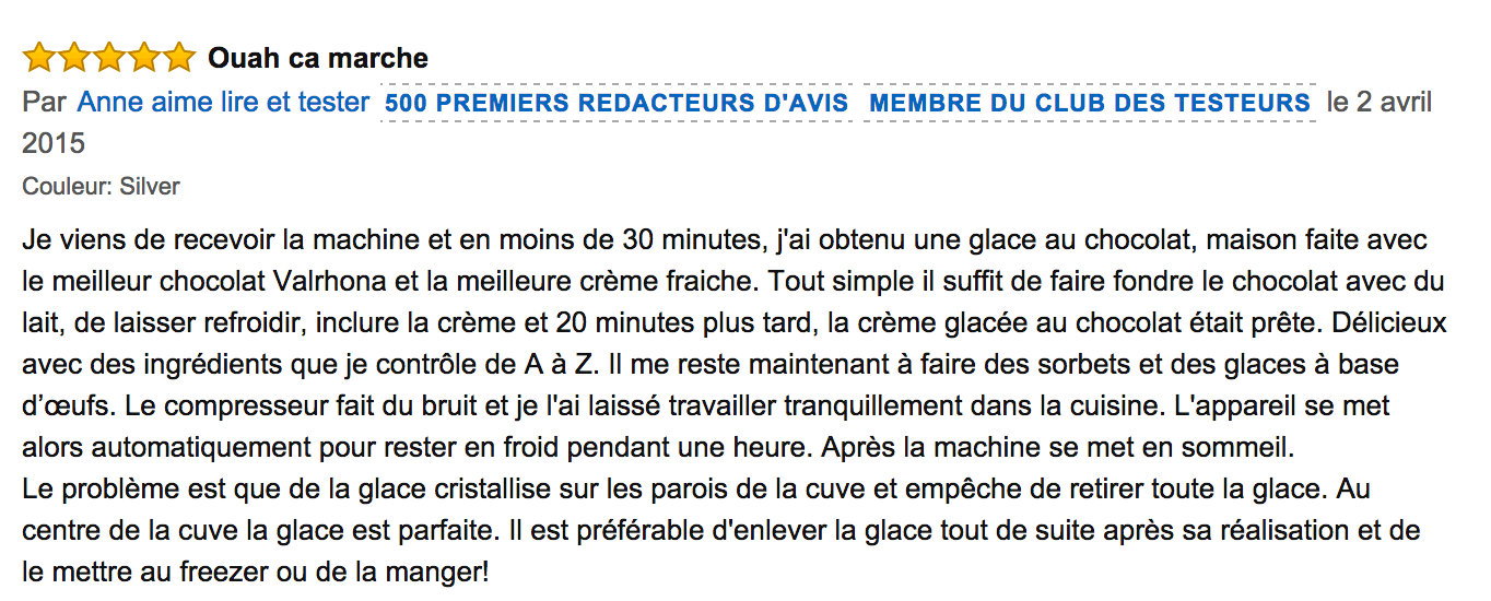 avis Machine à crème glacée Klarstein